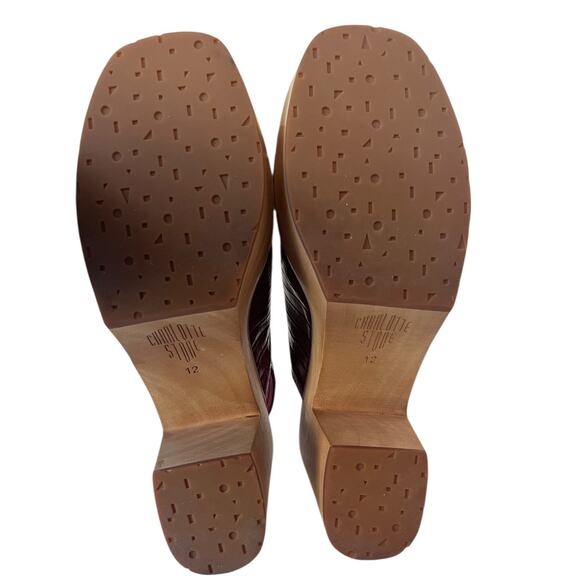 Charlotte Stone Bonnie Red Clogs Mules Square Toe Adjustable Wooden Heel Size 12 - Picture 4 of 10